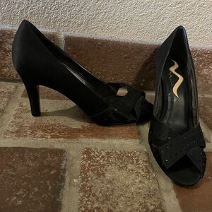 Elegant Black Peep-Toe Heels